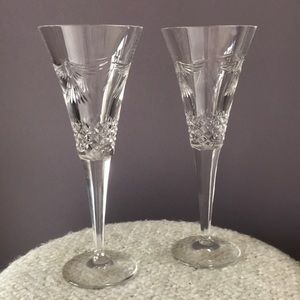 Pair of Waterford Crystal Millennium Series Peace Toasting Flutes